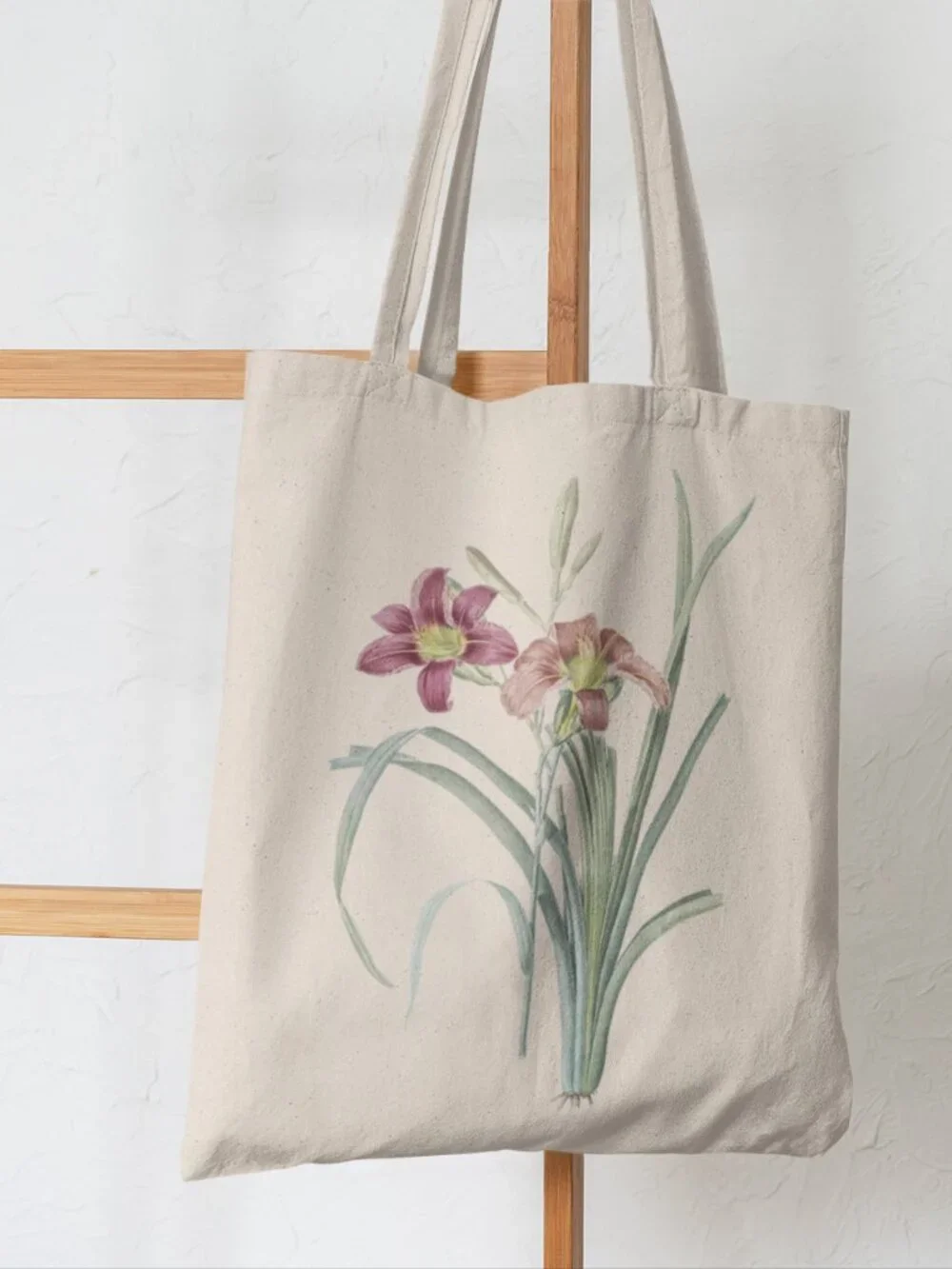 Orange Daylily Vintage Floral Print Graphic Canvas Tote Bag